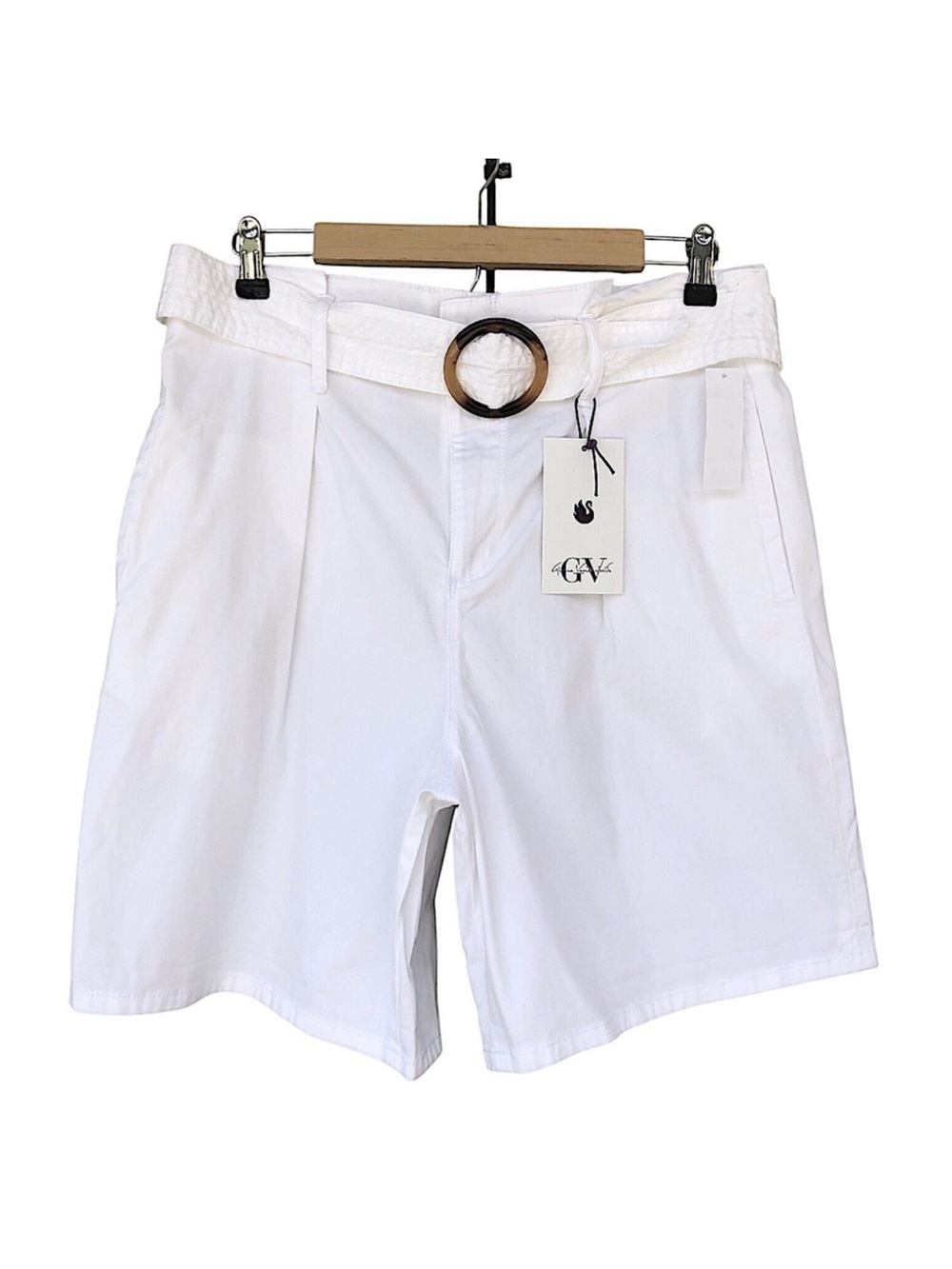 Gloria‎ Vanderbilt Cotton Blend White Removable Belt Women’s Shorts Size 12